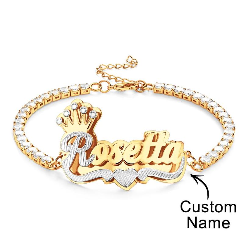 Personalized Hip Hop Name Bracelet With Crown Adjustable Zircon Bracelet Jewelry Gifts For Men 1