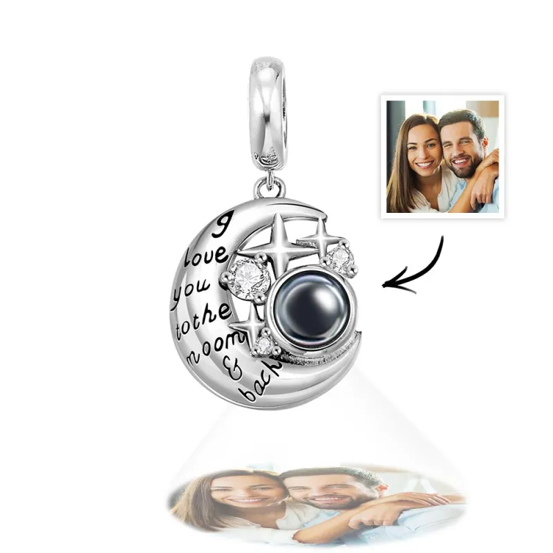 Personalized I Love Moon and Star Pendant Dangle Projection Charm for Bracelet