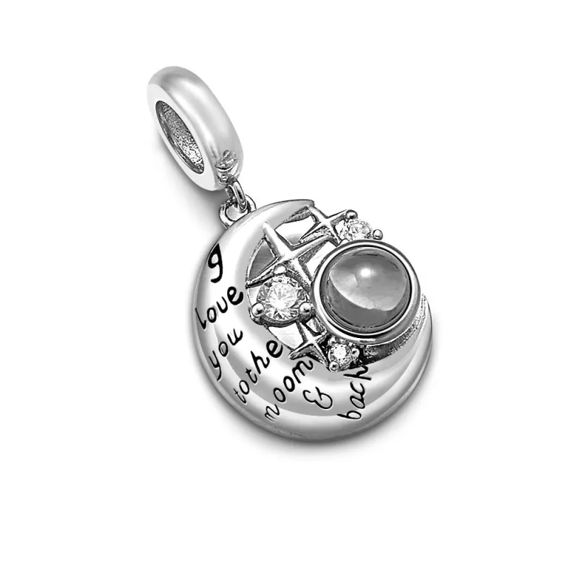 Personalized I Love Moon and Star Pendant Dangle Projection Charm for Bracelet 1