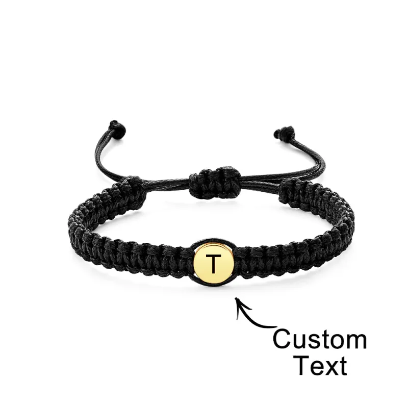 Personalized Initial Bracelets Engraving Braided Rope Wrist Bracelets Gift for Lover 1