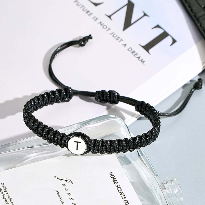 Personalized Initial Bracelets Engraving Braided Rope Wrist Bracelets Gift for Lover 4