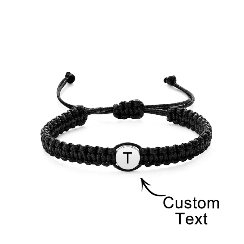 Personalized Initial Bracelets Engraving Braided Rope Wrist Bracelets Gift for Lover 2