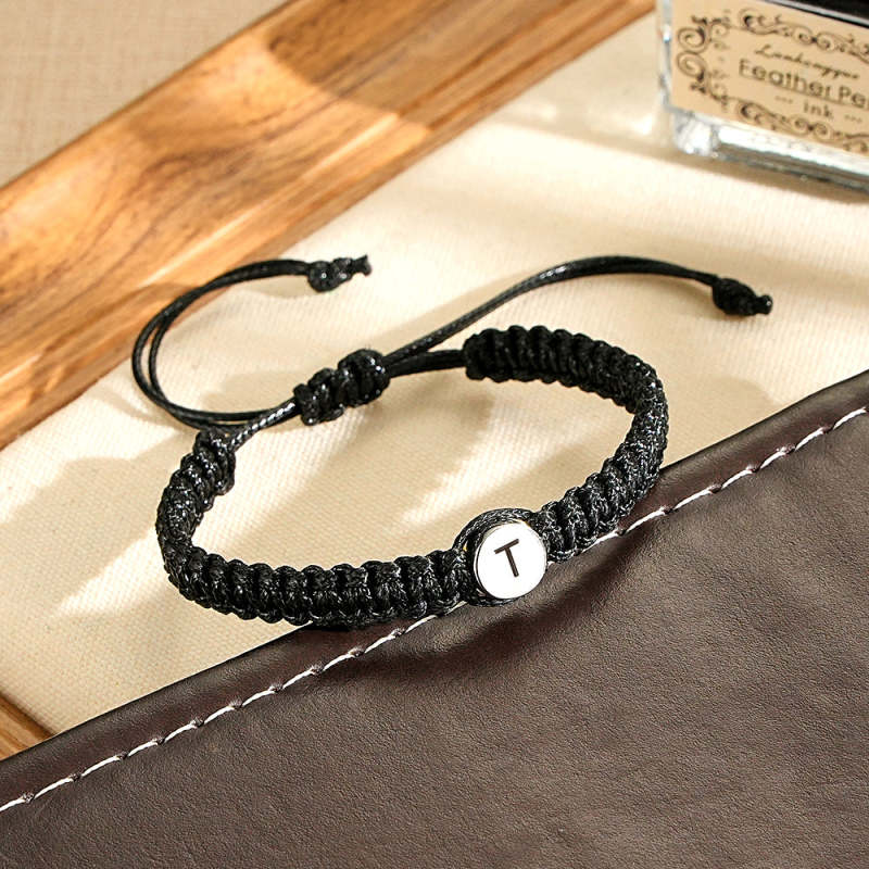 Personalized Initial Bracelets Engraving Braided Rope Wrist Bracelets Gift for Lover 3