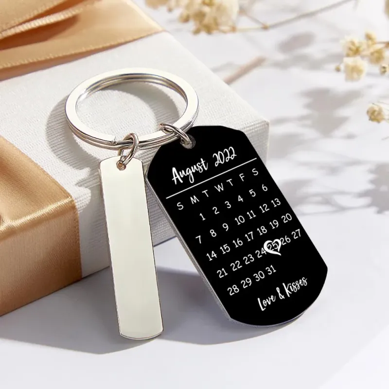 Personalized Music Calendar Keychain Custom Picture & Music Song Code Couples Photo Keyring Gifts for Valentine's Day 2