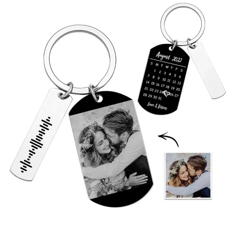 Personalized Music Calendar Keychain Custom Picture & Music Song Code Couples Photo Keyring Gifts for Valentine's Day 3