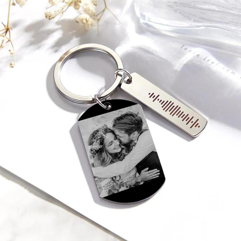 Personalized Music Calendar Keychain Custom Picture & Music Song Code Couples Photo Keyring Gifts for Valentine's Day 1