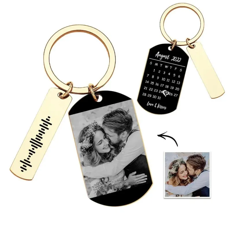 Personalized Music Calendar Keychain Custom Picture & Music Song Code Couples Photo Keyring Gifts for Valentine's Day 5