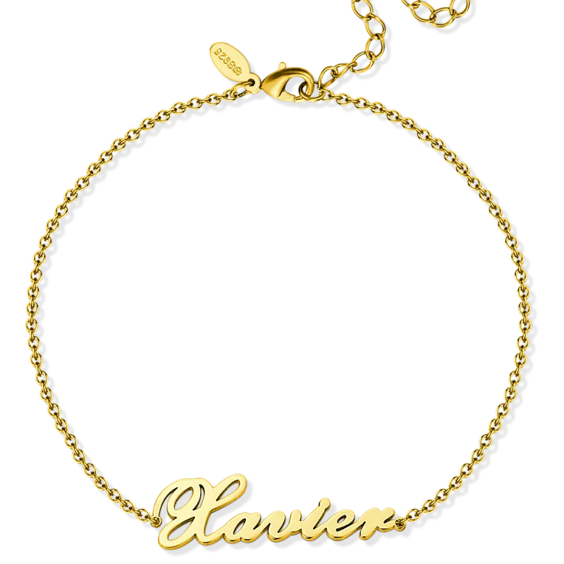 Personalized Name Anklet 14k Gold Plated Silver 1