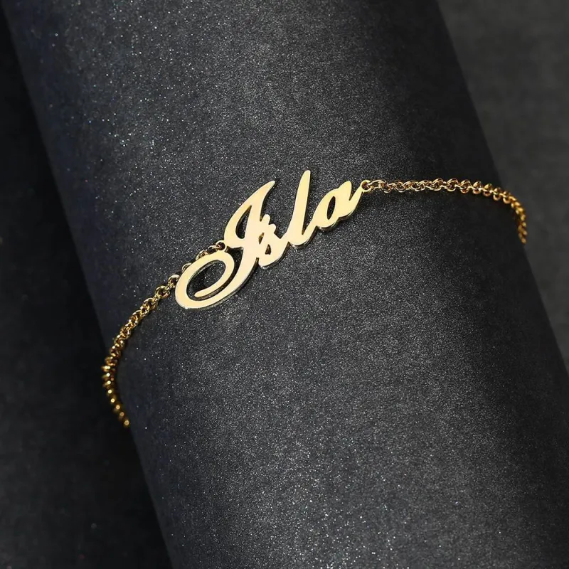 Personalized Name Anklet 14k Gold Plated Silver 2