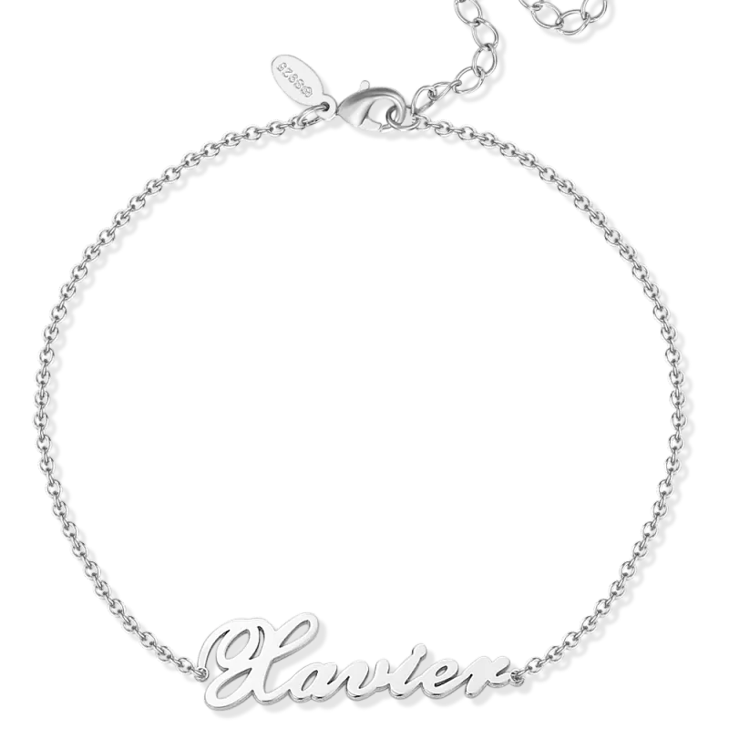 Personalized Name Anklet Sterling Silver 1