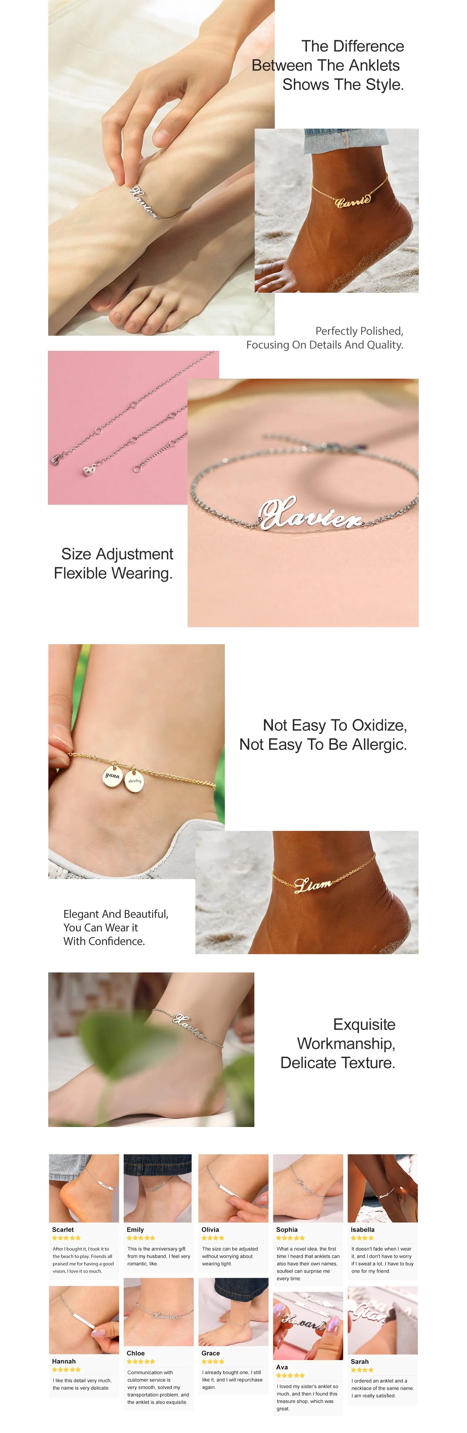 Personalized Name Anklet Sterling Silver 0