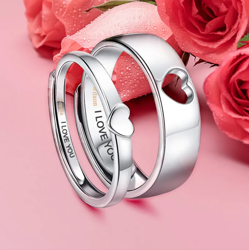 Personalized Name Couple Rings I Love You Engagement Wedding Ring Valentine's Day Gifts 1