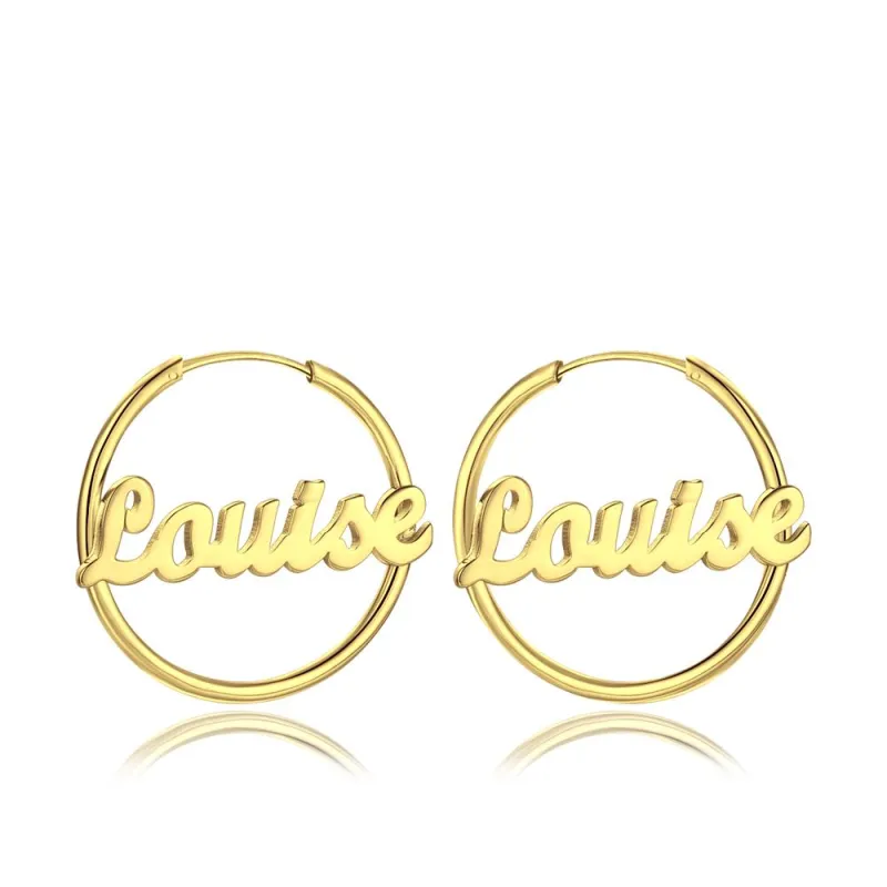 Personalized Name Earrings 14K Gold Plated Silver