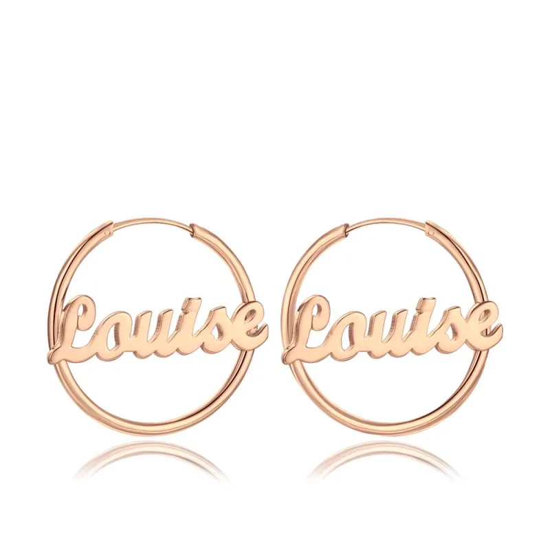 Personalized Name Earrings Rose Gold Plated Silver