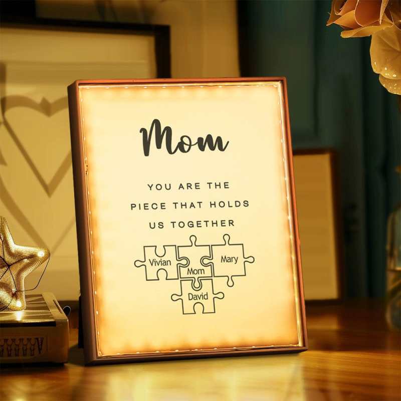 Personalized Name Mirror Light Custom Mama You Are The Piece That Holds Us Together Night Light for Mama 1