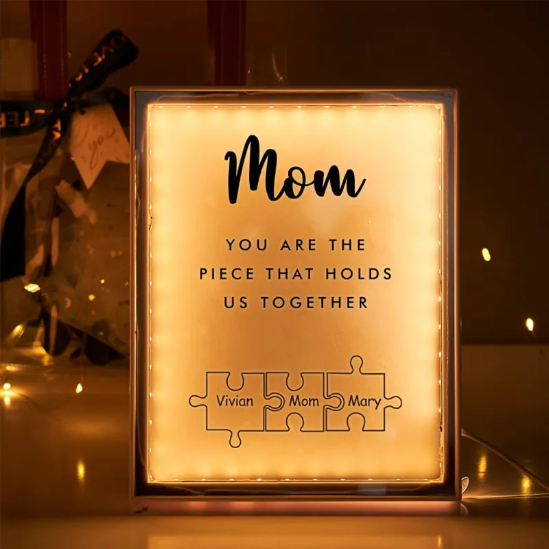 Personalized Name Mirror Light Custom Mama You Are The Piece That Holds Us Together Night Light for Mama 3