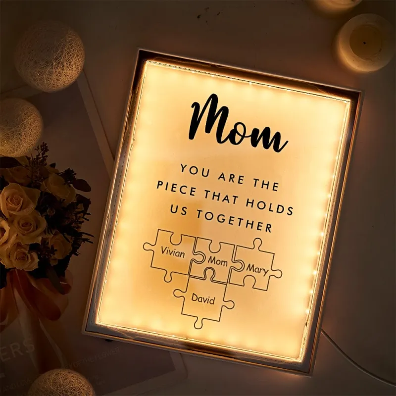 Personalized Name Mirror Light Custom Mama You Are The Piece That Holds Us Together Night Light for Mama 4