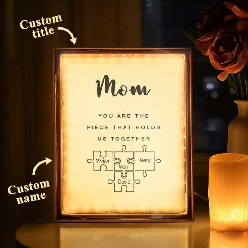 Personalized Name Mirror Light Custom Mama You Are The Piece That Holds Us Together Night Light for Mama 2