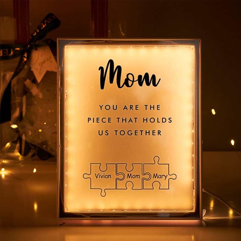 Personalized Name Mirror Light Custom Mom You Are The Piece That Holds Us Together Night Light for Mom 3