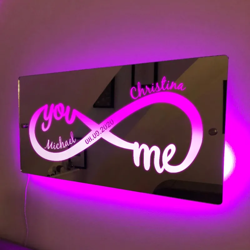 Personalized Name Mirror Light Infinity Love Gift for Couple 3