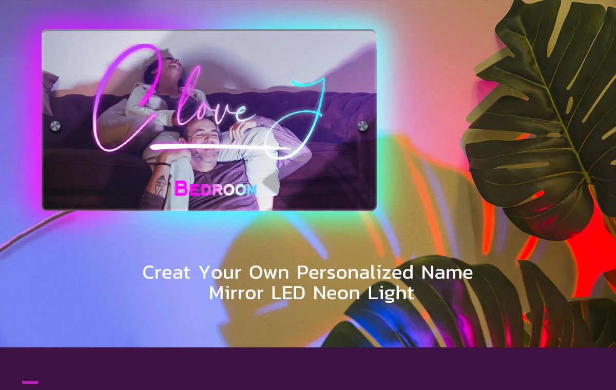 Personalized Name Mirror Light Infinity Love Gift for Couple 0