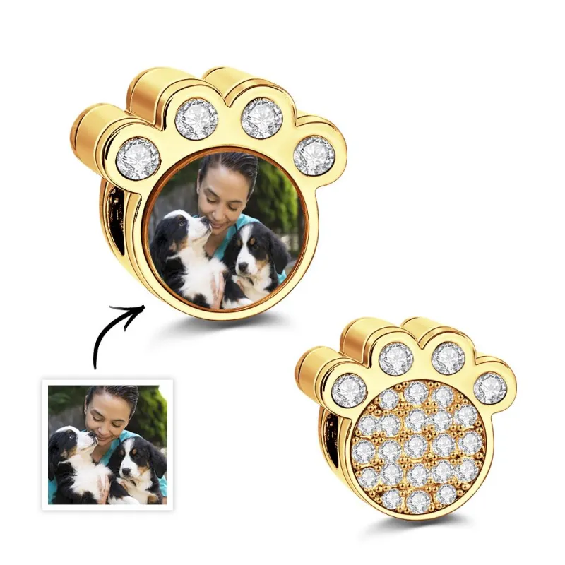 Personalized Paw Photo Charm of Bracelet Custom Picture Charm Cute Pet Photo Bead Fits Bracelet Necklace Anniversary Gift 4