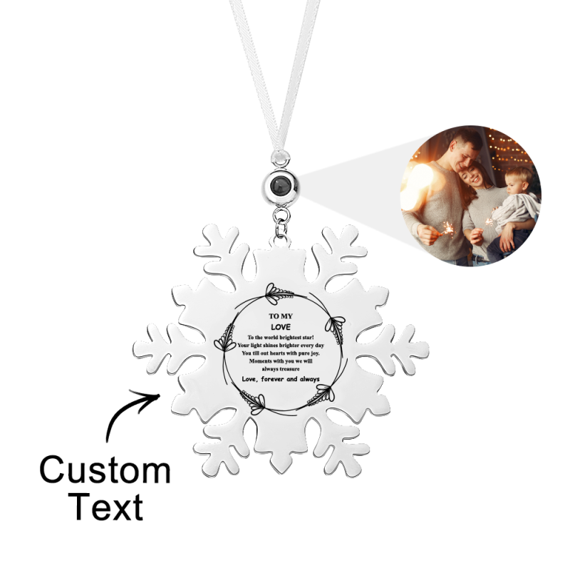 Personalized Photo and Text Snowflake Projection Ornaments Christmas Tree Decoration Engraving Ornaments for Christmas Gifts