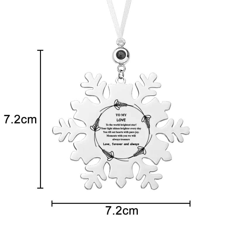 Personalized Photo and Text Snowflake Projection Ornaments Christmas Tree Decoration Engraving Ornaments for Christmas Gifts 3