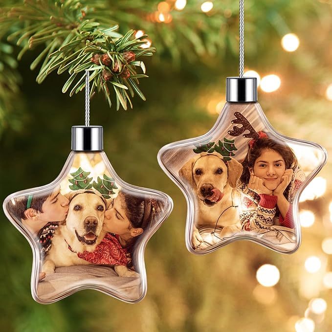 Personalized Photo Ball Christmas Ornaments Custom Double-Sided Picture Ornaments for Christmas Trees Christmas Decor Xmas Gifts for Mom Dad Kids Pets 1