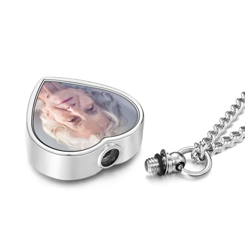 Personalized Photo Cremation Urn Necklace for Ashes Custom Picture Heart Locket Necklace Keepsake Cremation Jewelry Memorial Pendant Ashes Necklaces for Women Men Pets 1