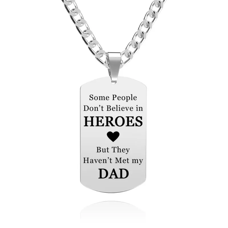 Personalized Photo Engraved Necklace Stainless Steel Gift for Dad 1