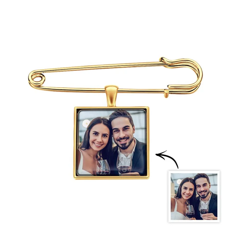 Personalized Photo Lapel Pin Memorial Charm Brooch Gift For Man