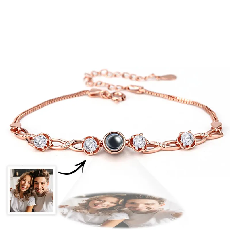 Personalized Photo Projection Bracelet with Diamonds Beautiful Gift for Mom Best Mother's Day Gift 6