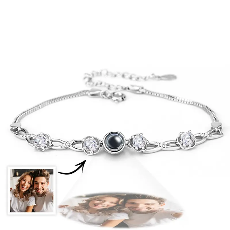 Personalized Photo Projection Bracelet with Diamonds Beautiful Gift for Mom Best Mother's Day Gift 2