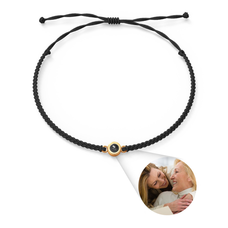 Personalized Photo Projection Couple Bracelet Braided Black Rope Circle Bracelet Gift for Mother's Day 6