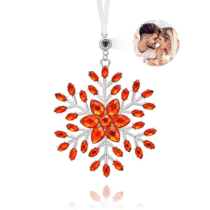 Personalized Photo Projection Ornaments Snowflake Shape Ornaments Multi-color Christmas Gifts For Family