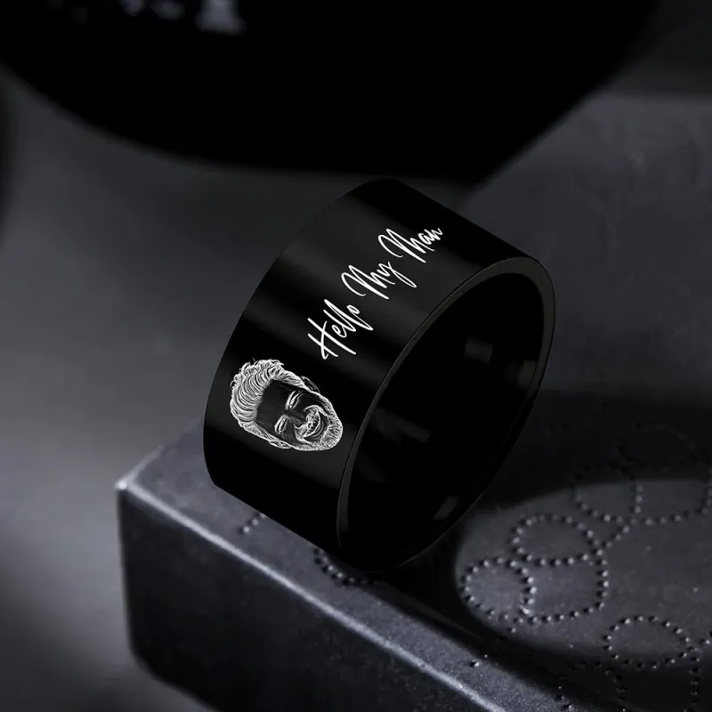 Personalized Picture Ring His Her Engraved Photo Ring Promise Ring Custom Image for Man Customized Engraved Jewelry 2