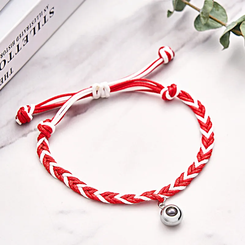 Personalized Projected Picture Bracelet Twist Rope With Round Pendant Warm Christmas Gift For Men 6