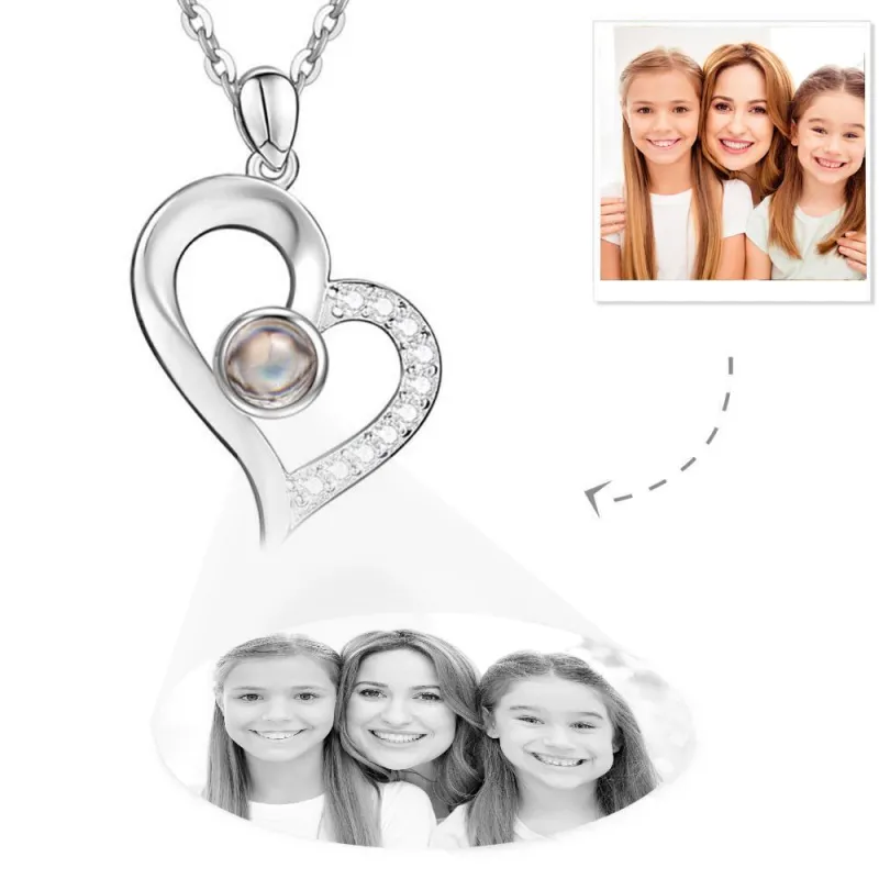 Personalized Projection Photo Necklace Heart Necklace For Mother