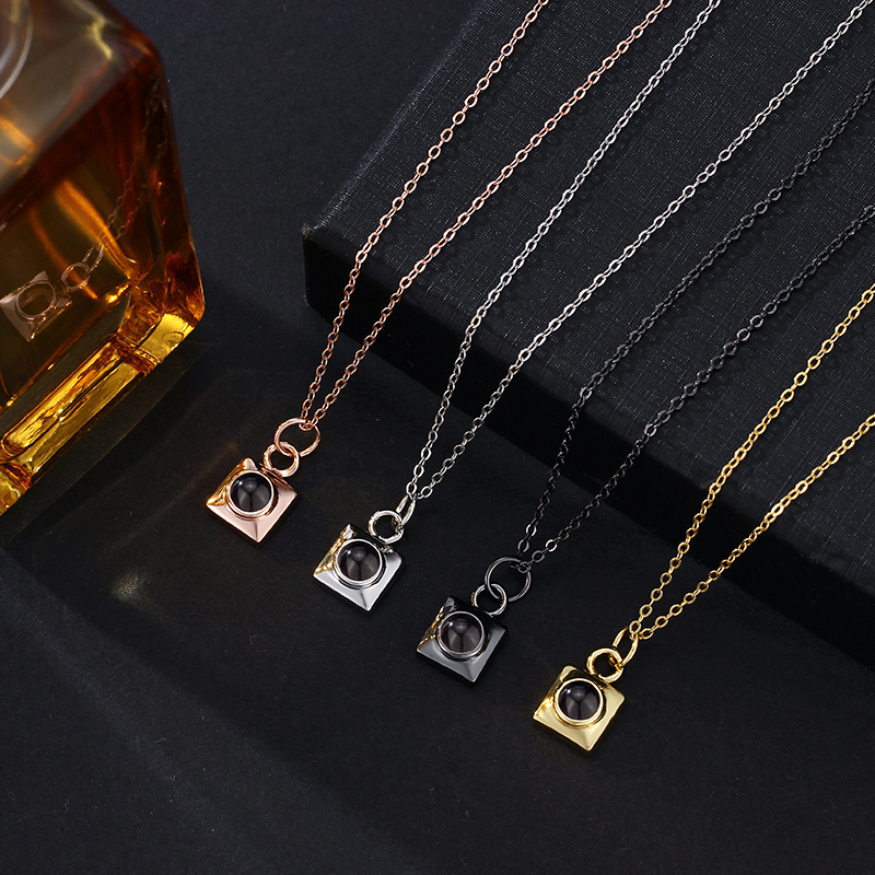 Personalized Projection Picture Necklace With Square Pendant Christmas Gift For Men