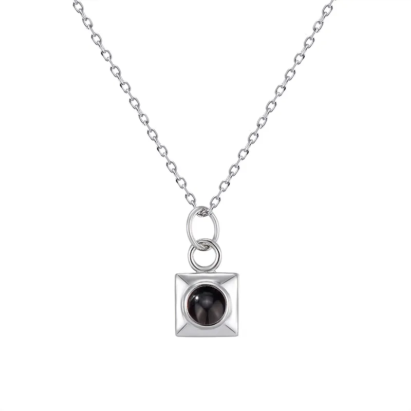 Personalized Projection Picture Necklace With Square Pendant Christmas Gift For Men 1