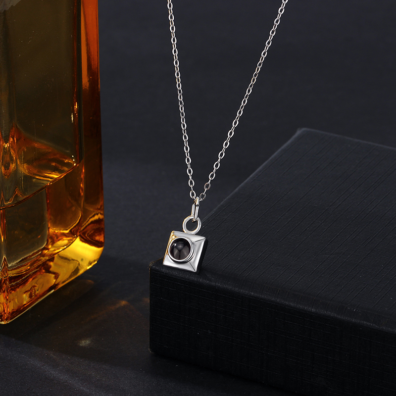 Personalized Projection Picture Necklace With Square Pendant Christmas Gift For Men 2