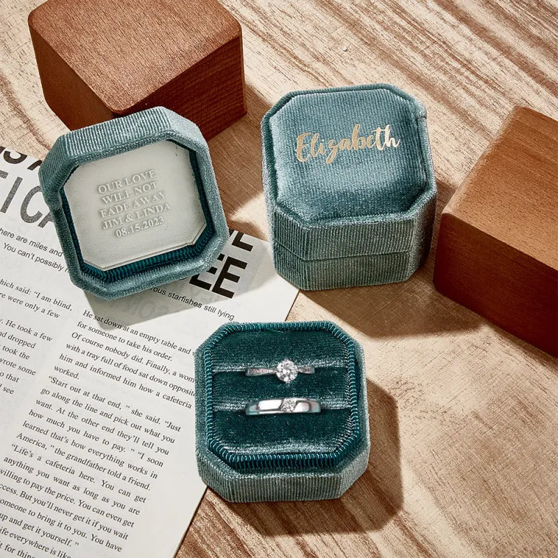 Personalized Ring Box Custom Text Square Ring Box Engagement Wedding Ring Box