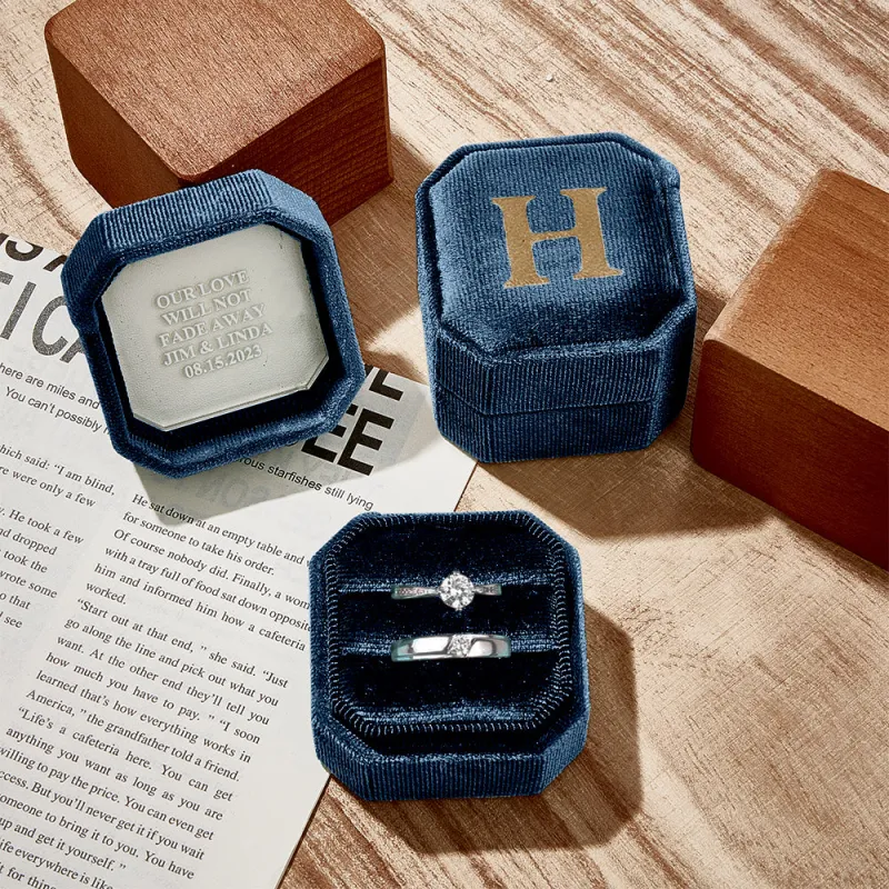 Personalized Ring Box Custom Text Square Ring Box Engagement Wedding Ring Box 4