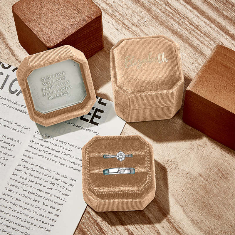 Personalized Ring Box Custom Text Square Ring Box Engagement Wedding Ring Box 5