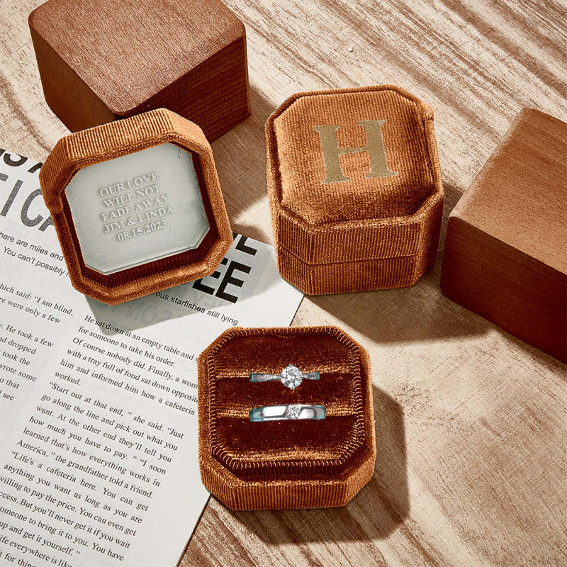 Personalized Ring Box Custom Text Square Ring Box Engagement Wedding Ring Box 6