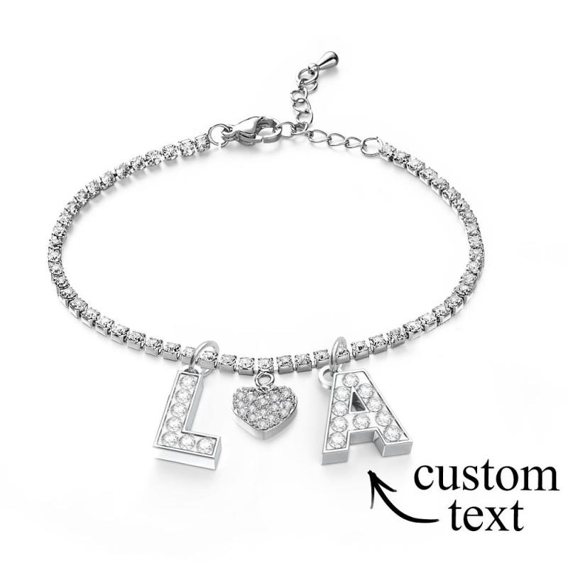 Personalized Sparkle Initial Anklet Custom Name Anklet Adjustable Ankle Chain Gift for Her 6