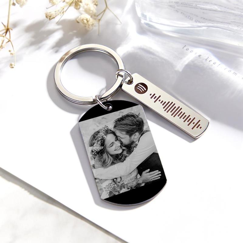 Personalized Spotify Calendar Keychain Custom Picture & Music Song Code Couples Photo Keyring Gifts for Valentine's Day 1