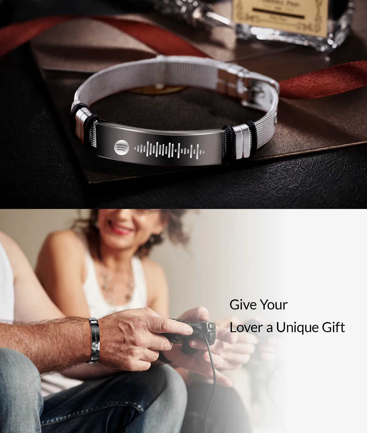 Personalized Spotify Code Bracelet with Your Photo Perfect Gift for Couple on Valentine’s Day 1