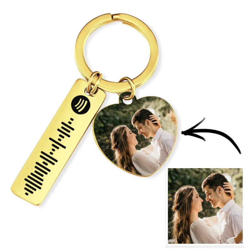 Personalized Spotify Keychain Custom Picture & Music Song Code Heart Couples Photo Keyring Gifts for Boyfriend 5